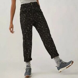 Anthropologie Declan Paperbag Utility Straight Leg Pants in Black Floral Size XS